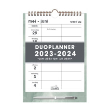 Hobbit Duo planner D3 2023-2024 Verfstructuur Grijs-Groen A4