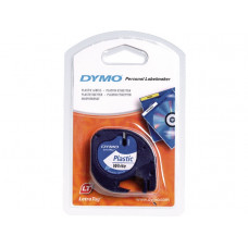 Labeltape Dymo 91201 Letratag 12mmx4m Plastic zwart op wit